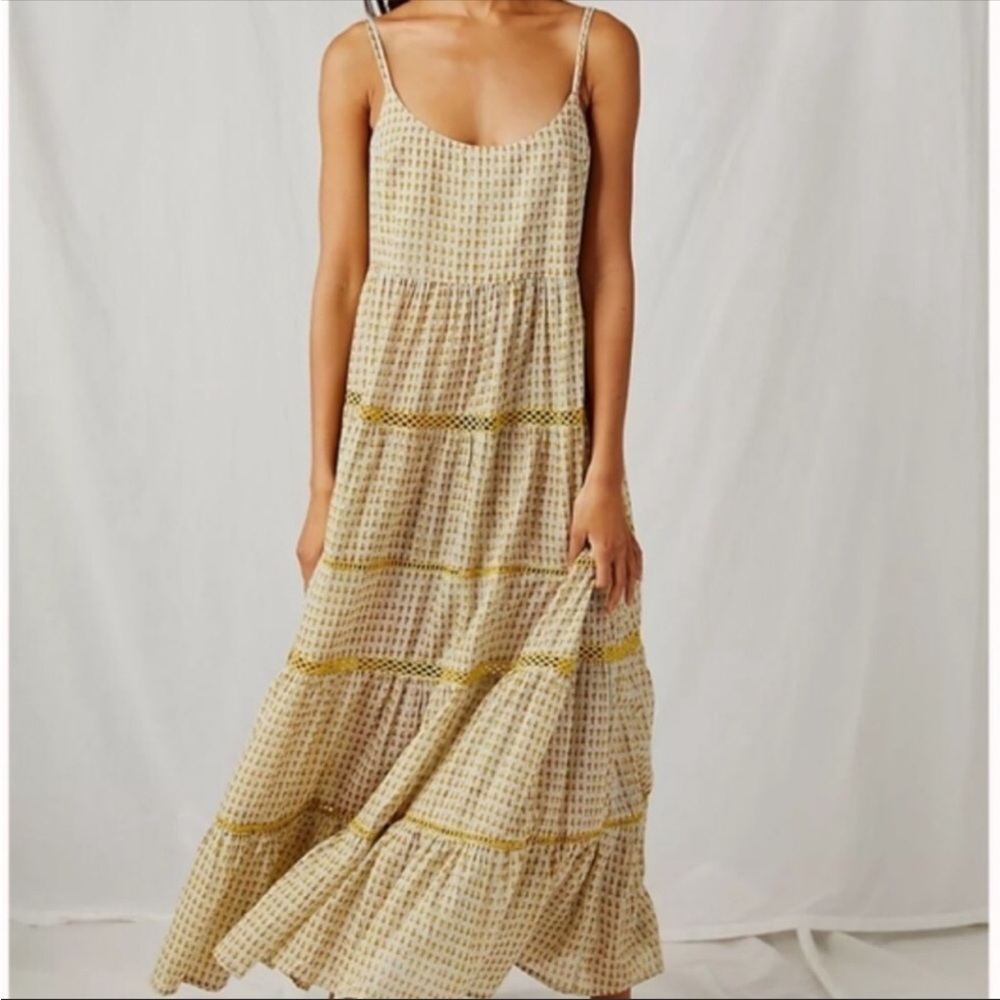 Free People Midnight Dance Print Maxi Dress In Gray Combo. NWT! Sz M - Picture 6 of 14